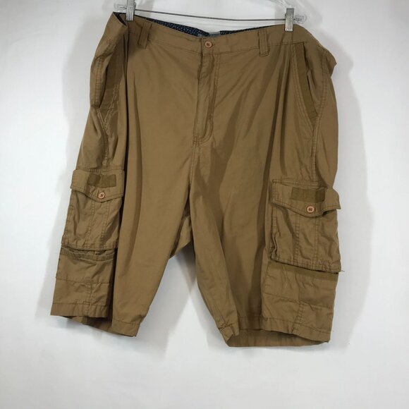 PD & C - MEN'S 48 - BROWN 100% COTTON CARGO SHORTS - Picture 1 of 3